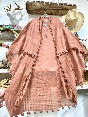 Fringe MEGA slouchy boho cocoon kimono cover up w hippy prairie western vibe